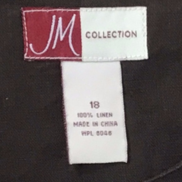 JM Collection Dark Brown Linen Jacket Plus Size 18 - Picture 5 of 8
